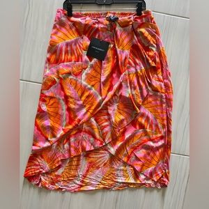 NWT Cynthia Rowley Tropical Wrap Midi Skirt